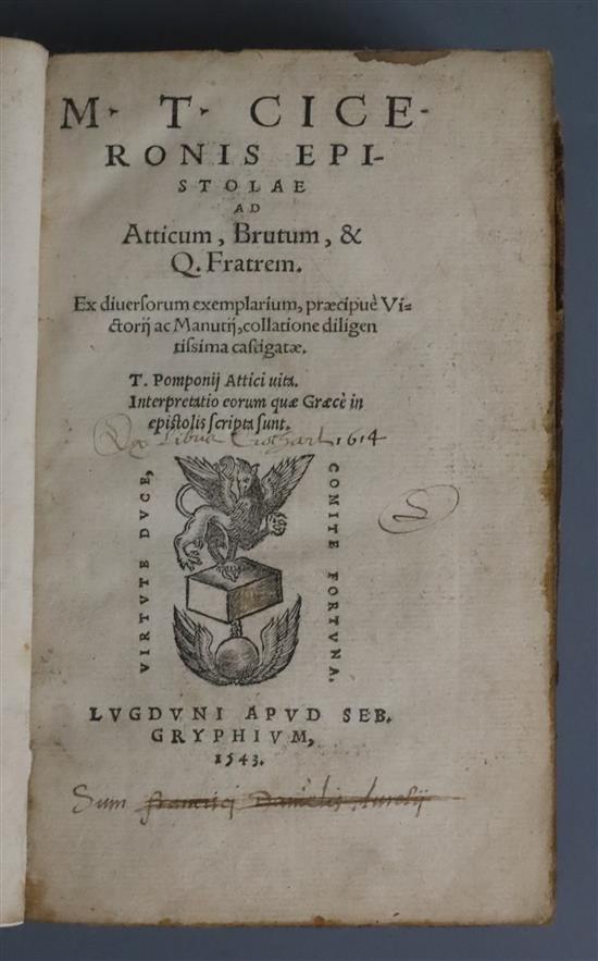 Cicero, Marcus Tullius - Epistolae and Atticum, and Brutum, & ad Q. Fratrem, 16mo, contemporary calf